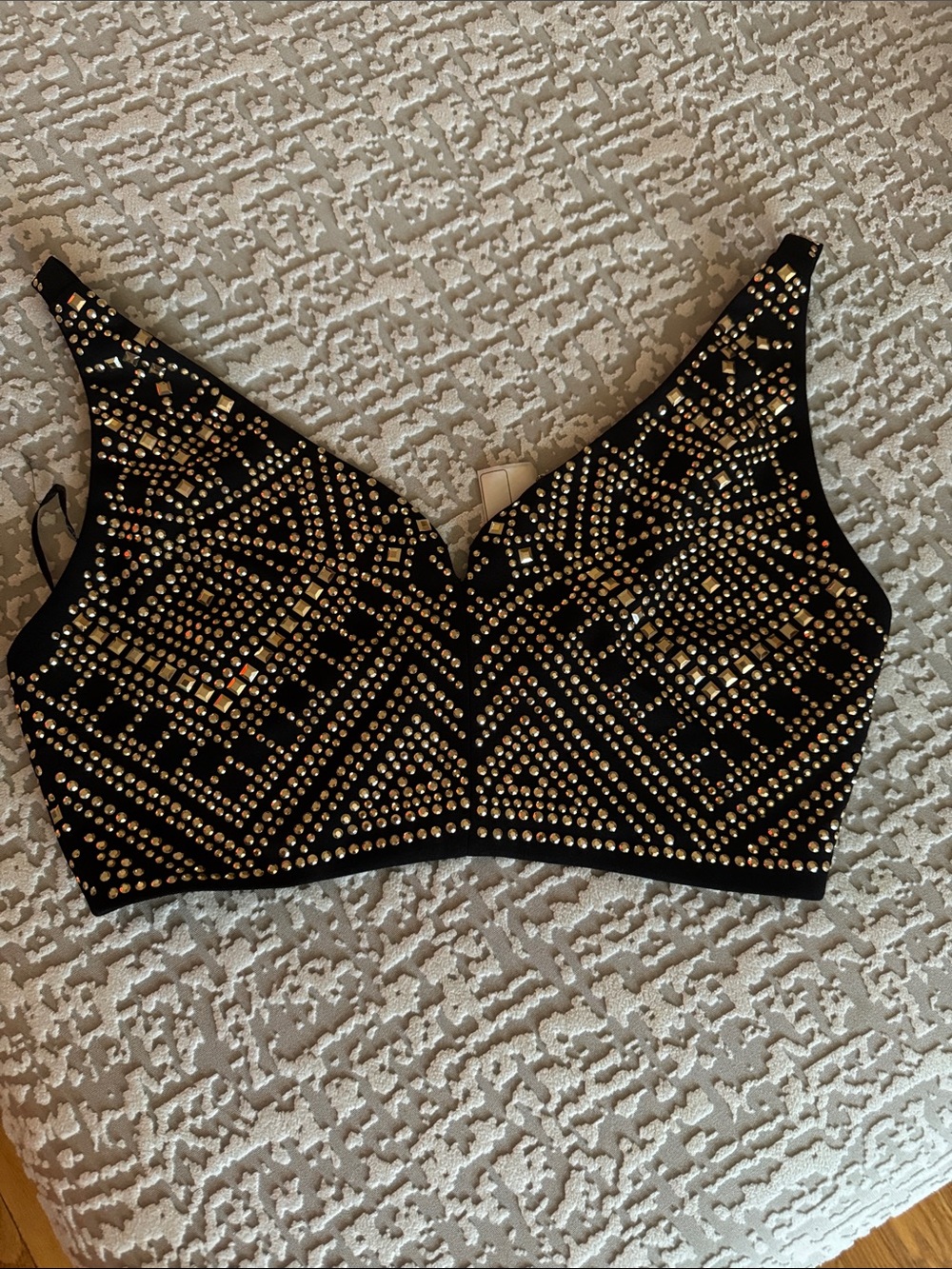 Banjul Black Studded Bralette with Gold Accents size L
